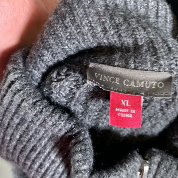 Vince Camuto Half Zip Pullover Cable Knit Sweater XL Gray Casual Oversized - Picture 3 of 11